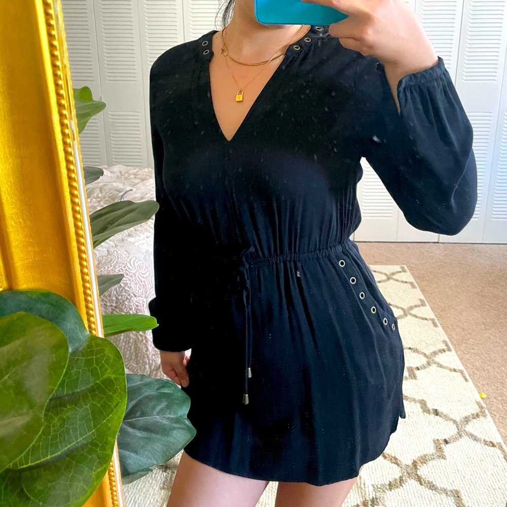 Black Long Sleeve Pocket Dress.